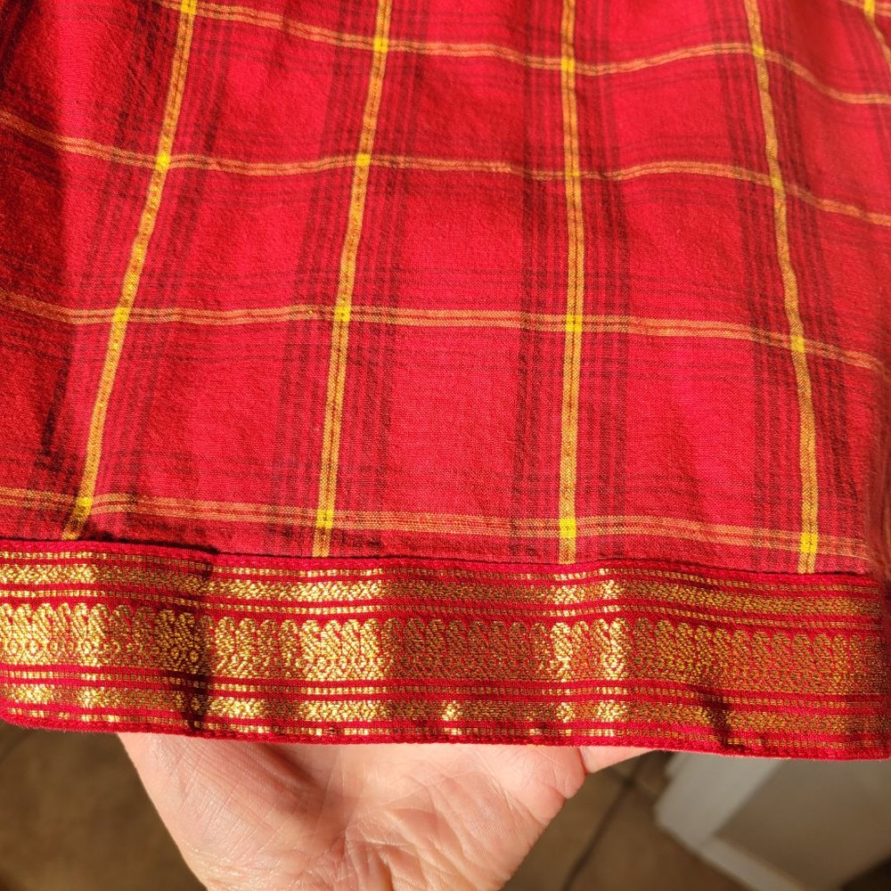 Lemon Grass Cotton Tank/Shift Dress Plaid Gold Detail SM - Picture 8 of 9
